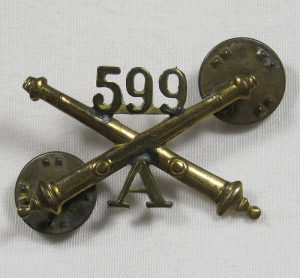 US WWII Battery A 599th Field Artillery Officer Collar Insignia