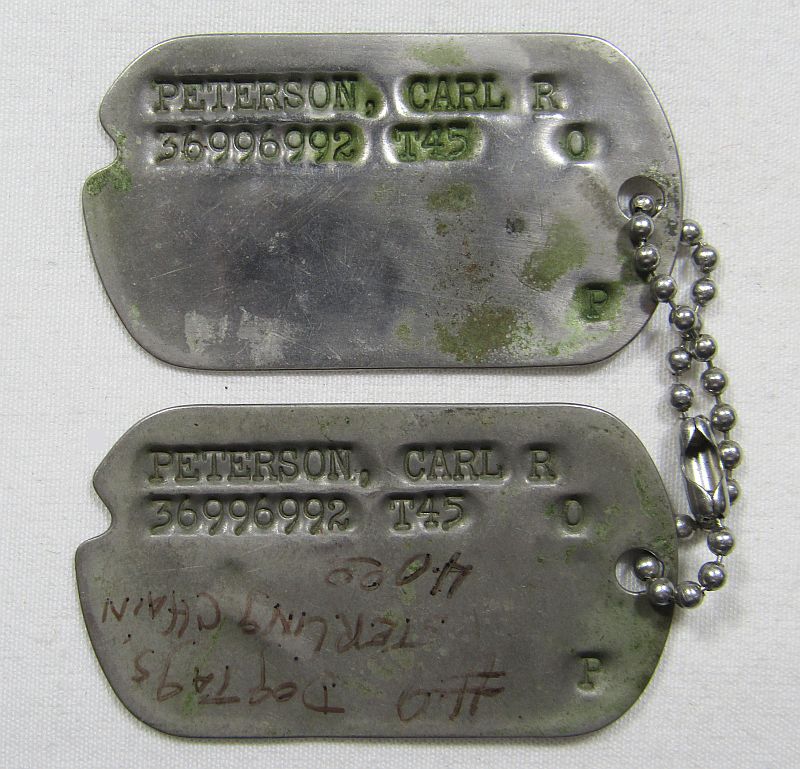 WWII Dog Tags “Carl R. Peterson” – Griffin Militaria
