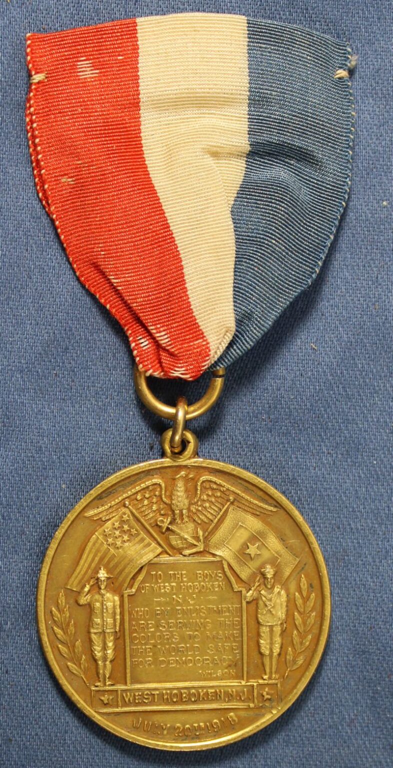 WWI West Hoboken NJ 14K Gold Service Medal – Griffin Militaria