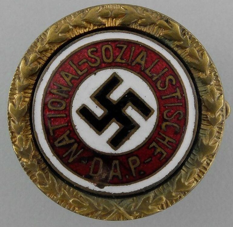 Two Golden Party Badges To Ortsgruppenleiter Beister; Führer Corps Of ...