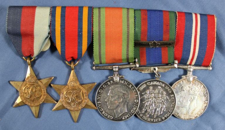 WWII Canadian Five Medal Mounted Bar – Griffin Militaria