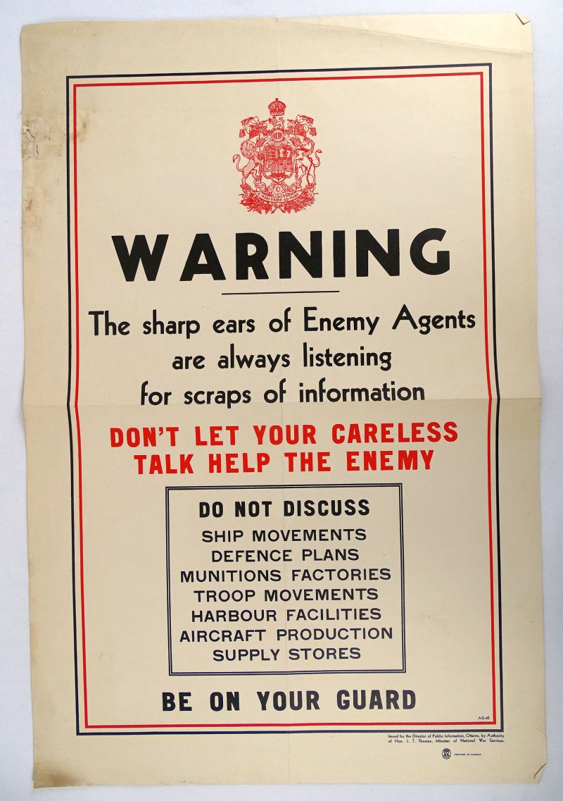 1940s 'He's Watching You' WWII Espionage Propaganda Poster – 24x32 Reproduction
