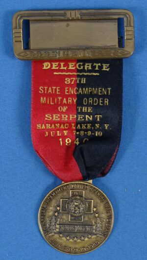 1940 New York Military Order of the Serpent Spanish American War Veteran State Encampment Delegate Badge