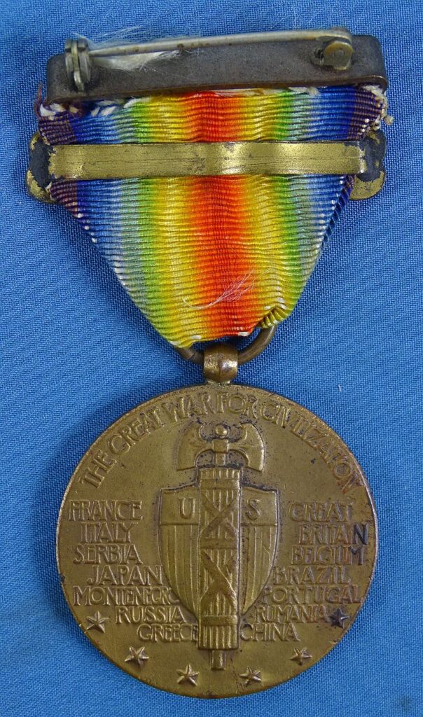 WWI Victory Medal with “Salisbury” Bar, Dog Tags, Collar Disks, and ...