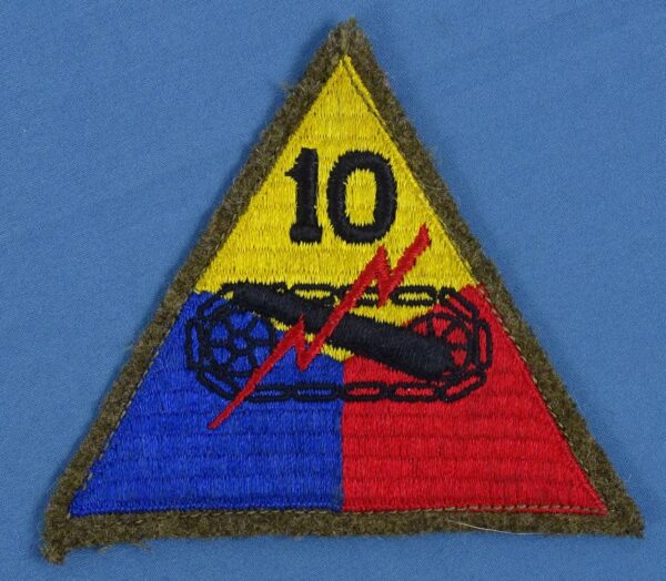 WWII 10th Armored Division Wool Black Back Patch