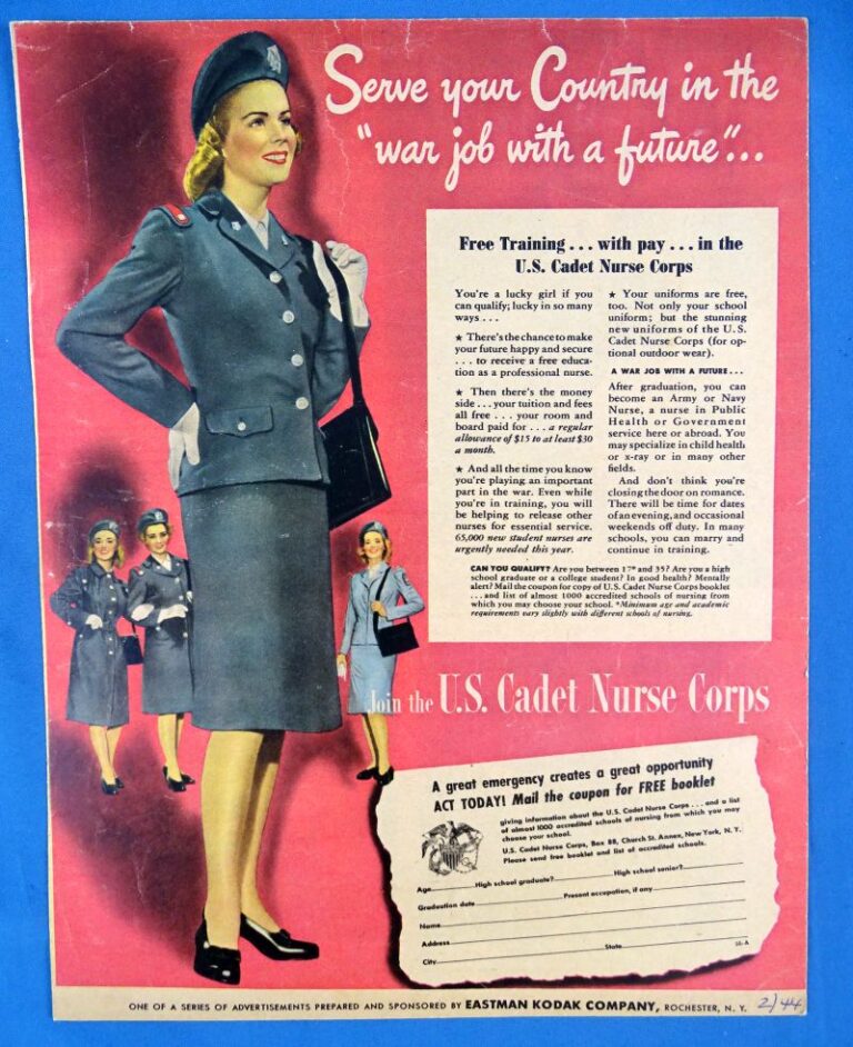 Wwii Us Cadet Nurse Corps Window Card Poster Griffin Militaria 5010