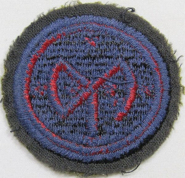 thumbnail interactive-video image 1 of US Army 27th Infantry Division OD Subdued Patch – Hook & Loop Backing – Vintage Original 1 of 5