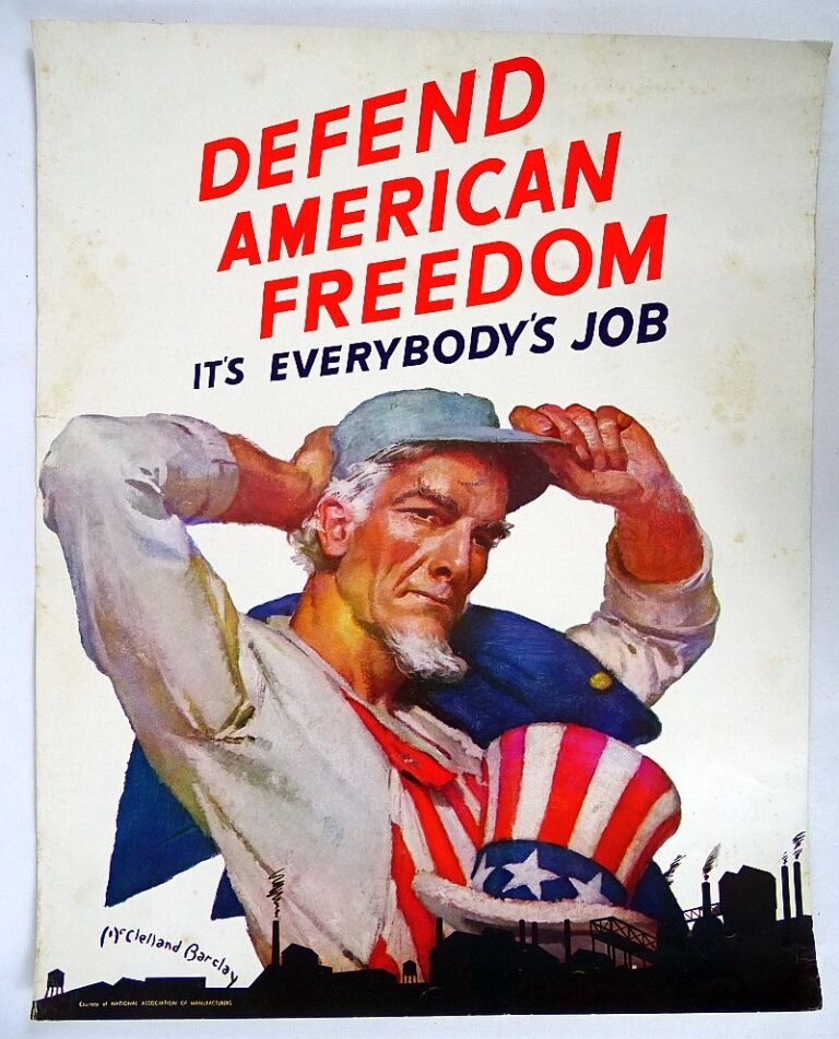 WWII Poster: “Defend American Freedom – It’s Everybody’s Job” – Griffin ...