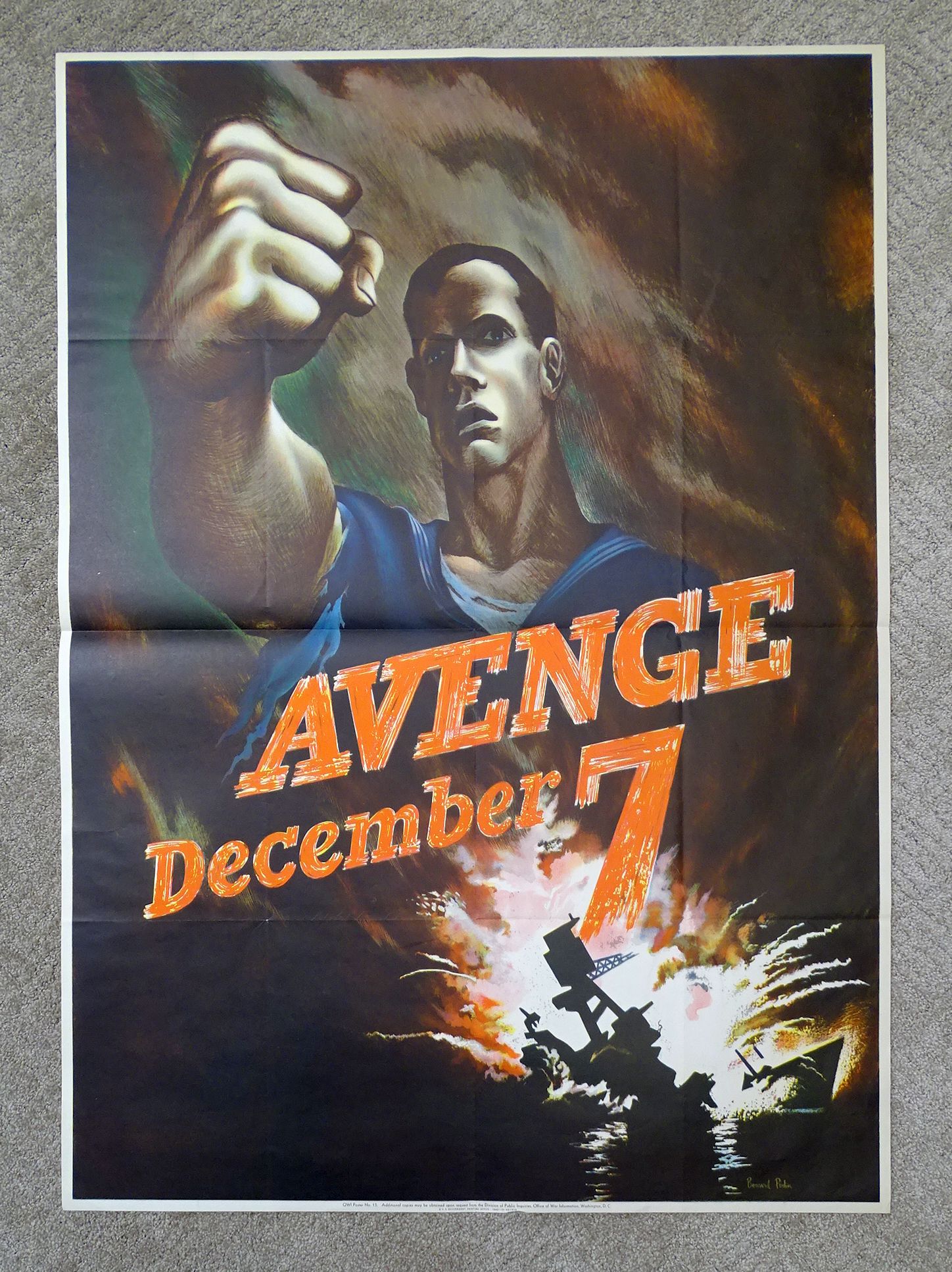 1942 Poster Avenge December 7 Griffin Militaria