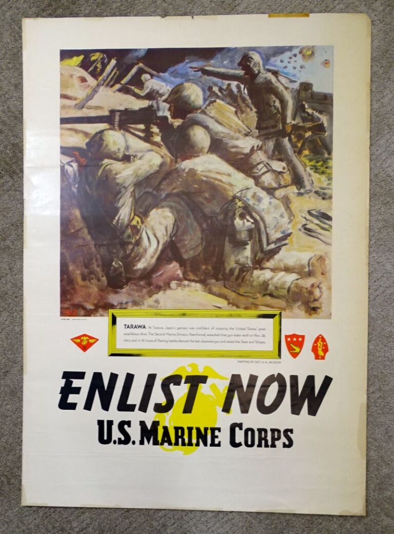 WWII U.S. Marine Corps Recruiting Poster: Tarawa – Griffin Militaria