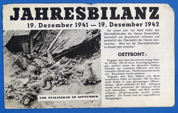 1943 Allied Propaganda Leaflet Educates Germans About the Military Disasters of 1942