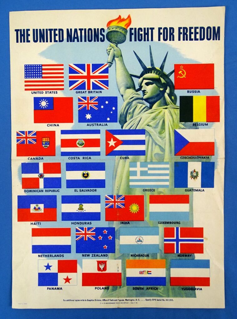 1942 Poster: “The United Nations Fight for Freedom” – Griffin Militaria