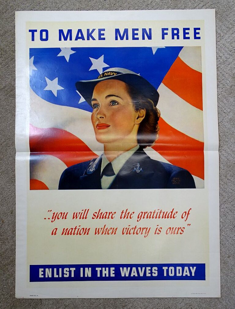 1944 WAVES Recruiting Poster: “To Make Men Free” – Griffin Militaria