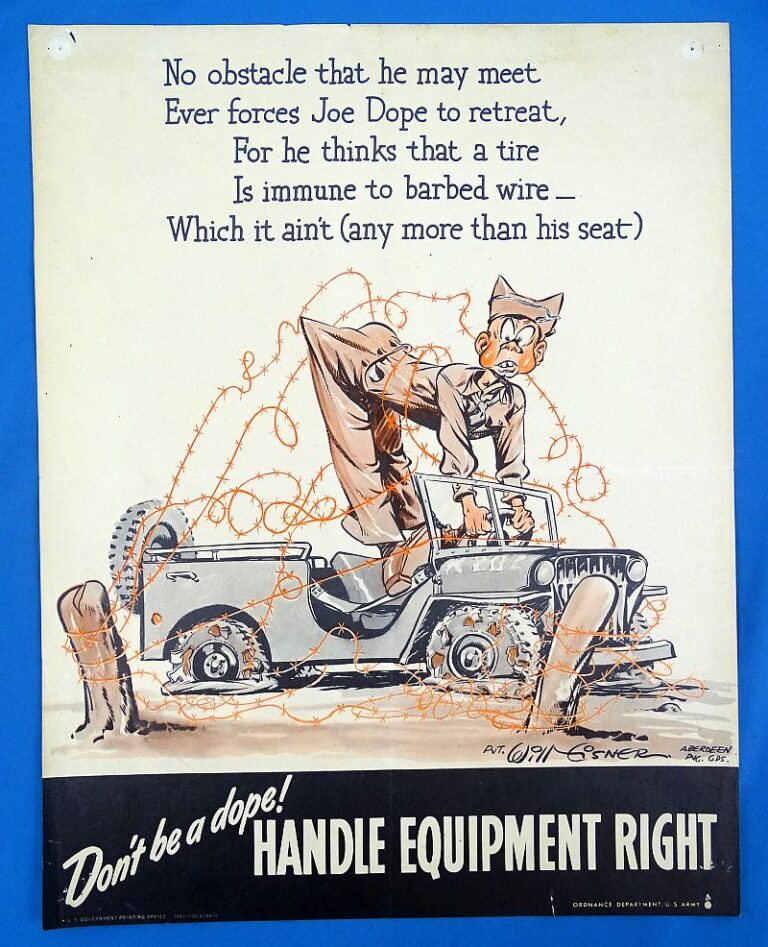 1942 Army Ordnance Department “Joe Dope” Poster by Cartoonist Will ...