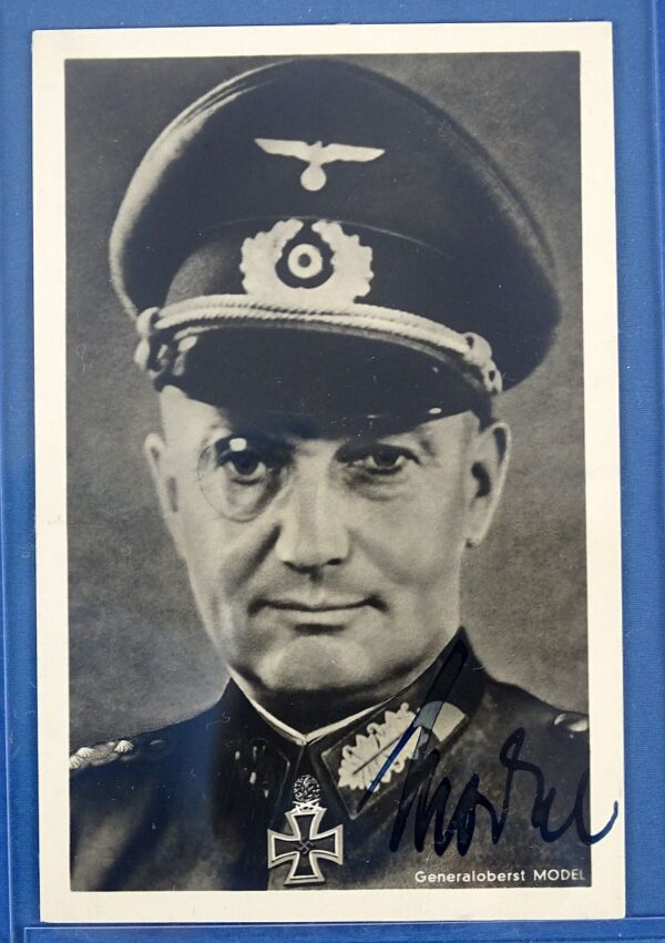Signed Photo Postcard Of Field Marshal Walter Model Recipient Of The Knight S Cross With Oak