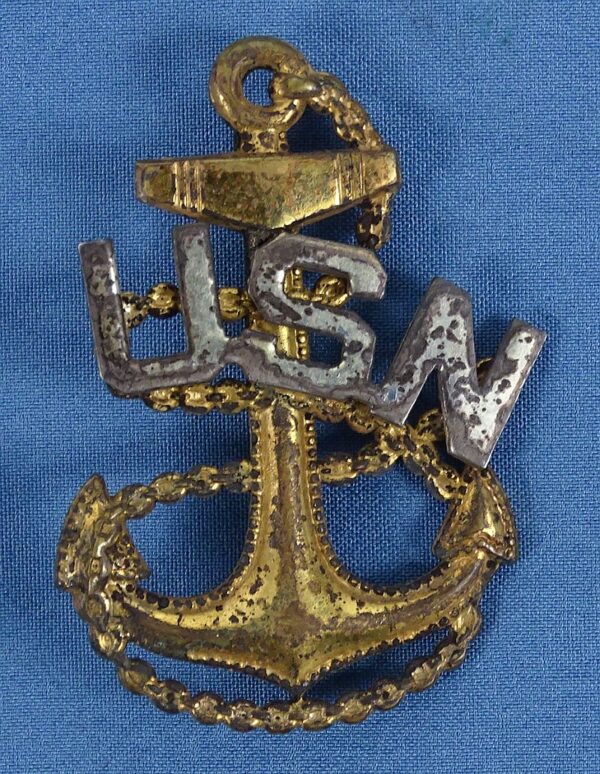 WWII U.S. Navy Petty Officer Visor Cap Badge by Vanguard