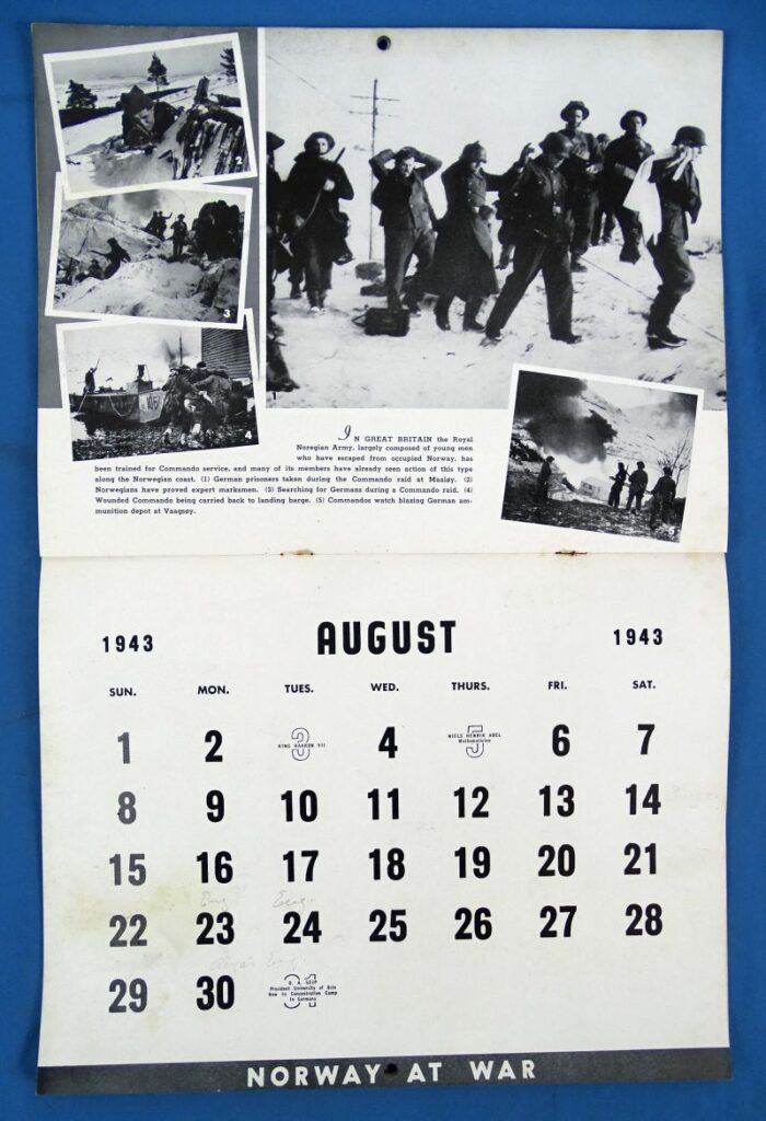 1943 Calendar: “Norway at War!” – Griffin Militaria