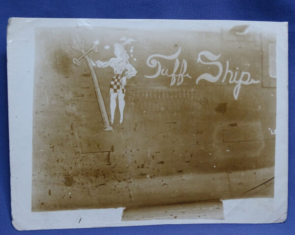 WWII "Tuff Ship" Nose Art Photograph Annotation on Reverse 3-1/2 X 5 inches