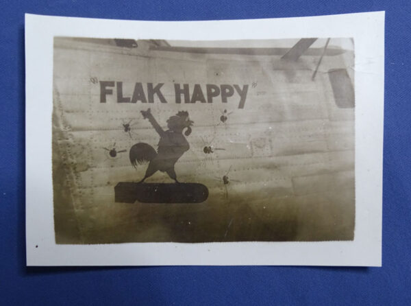 WWII B-24 "Flak Happy" Nose Art Photograph 2-1/2 X 3-1/2 inches