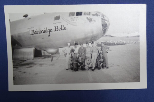 WWII B-29 "Bainbridge Belle" Nose Art Photograph 4-1/2 x 2-1/2 inches