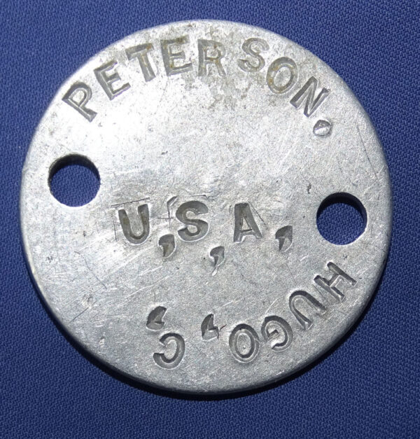 WWI Dog Tags Hugo C Peterson - Image 2