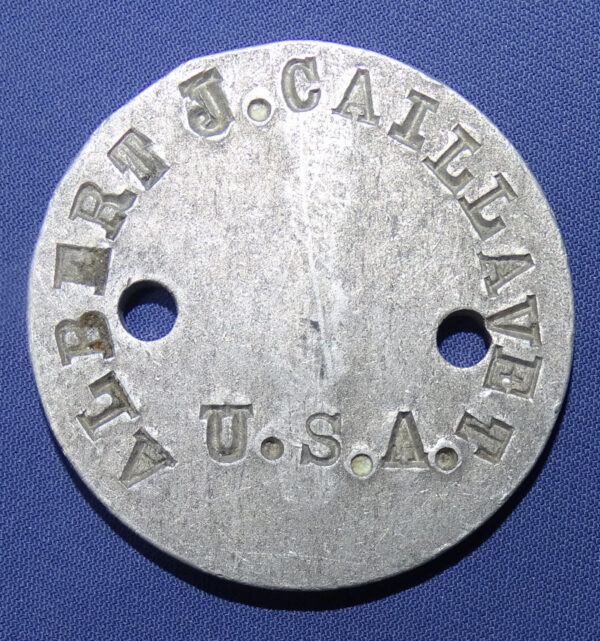 WWI Dog Tag Albert J Caillavet