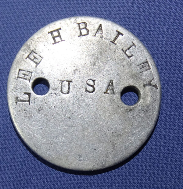 WWI Dog Tag Lee H Bailey