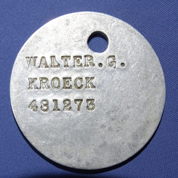 WWI Dog Tag Walter G Kroeck