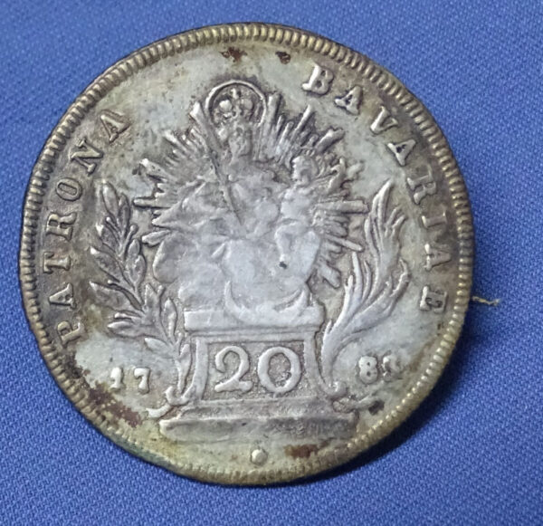 1783 Silver Bavarian 20 Kreuzer Coin Made into a Pin