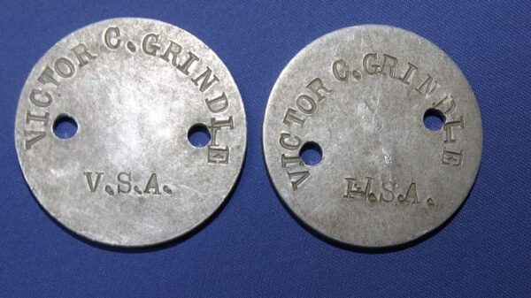 WWI Dog Tags Victor G Grindle