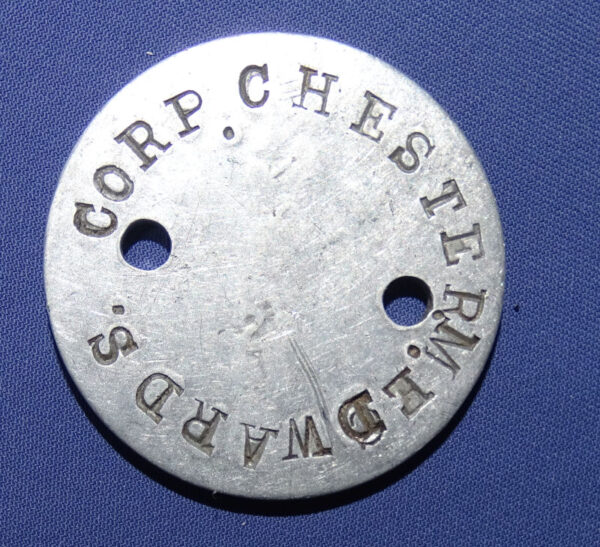 WWI Dog Tag Corp Chester M Edwards