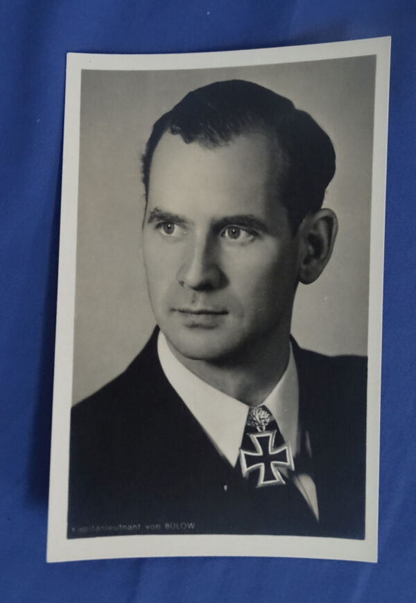 WWII German Kapitaneleutnant von Bulow Knights Cross with Oak Leaf Photo Postcard