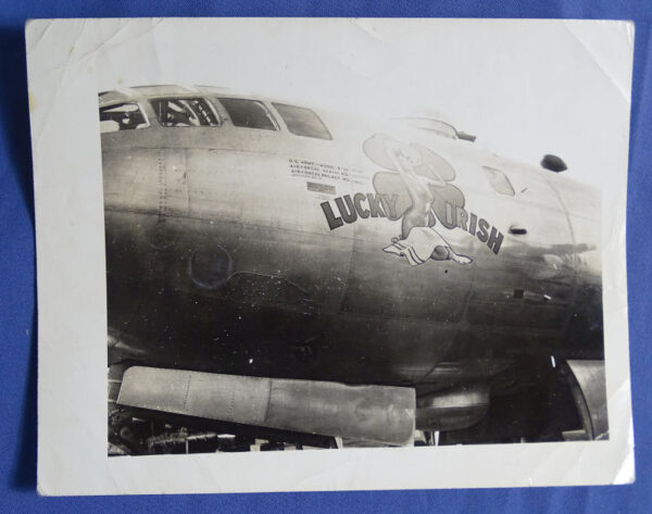 WWII B-29 Nose Art Photograph "LUCKY IRISH" 5 x 4"