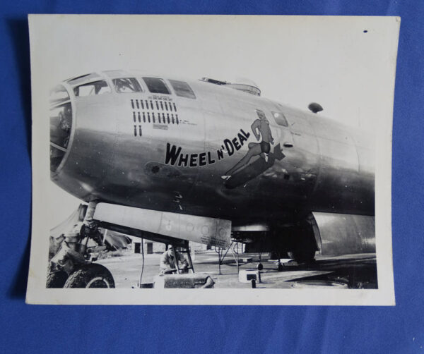 WWII B-29 Nose Art Photograph "WHEEL N' DEAL" 5 x 4"