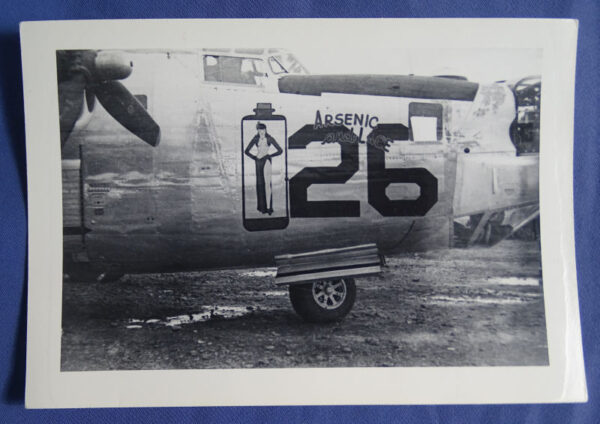 WWII B-24 Nose Art Photograph "ARSENIC AND OLD LACE"  4 -1/2 x 3 -1/4"