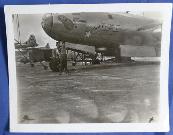 WWII B-29 Nose Art Photograph "FAST COMPANY" 4-1/4 x 5-1/2"