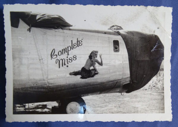 WWII B-24 Nose Art Photograph "COMPLETE MISS" 3 x 4 -1/2"