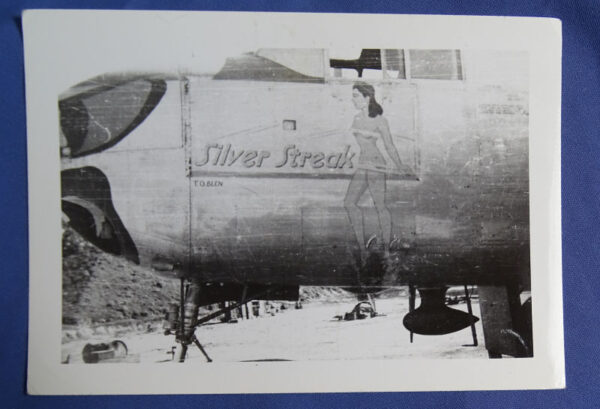 WWII B-25 Nose Art Photograph "SILVER STREAK" 3-1/4 x 4-1/2"