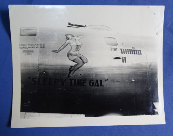 WWII B-29 Nose Art Photograph "SLEEPY TIME GAL" 4 x 5"