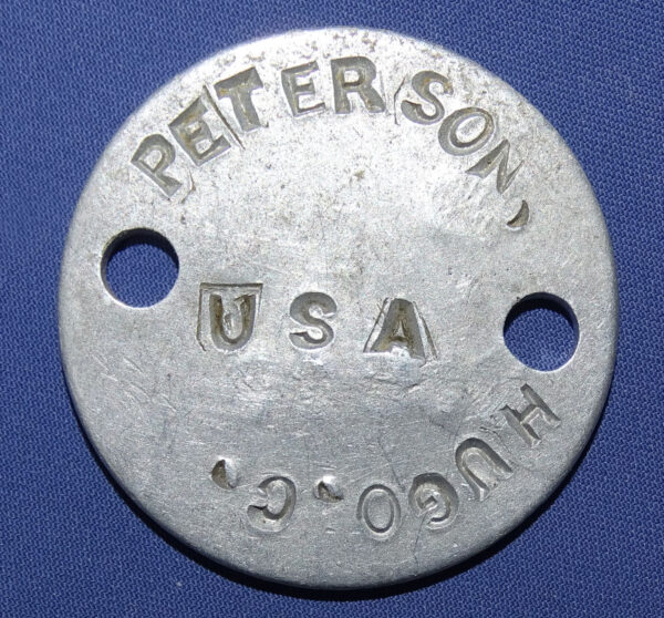 WWI Dog Tags Hugo C Peterson