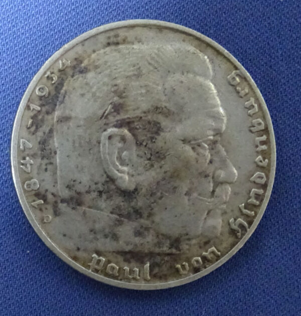 1937 German 2 Marks Silver Coin - Image 2