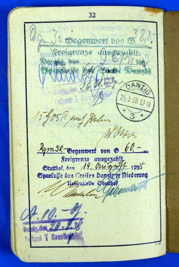 1937 Free State Danzig Passport - Image 6