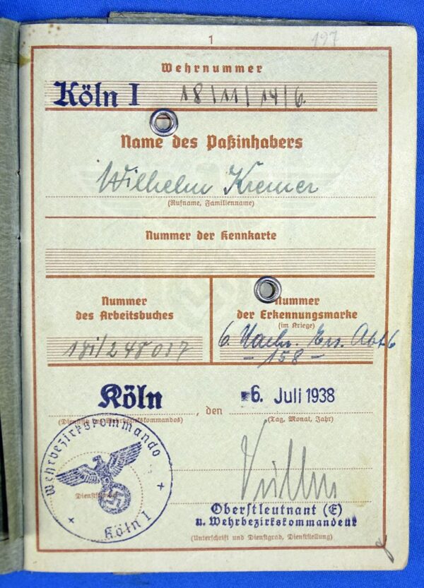 German Army Signals Replacement Detachment Wehrpass with Photographs - Image 2