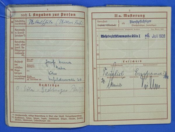 German Army Signals Replacement Detachment Wehrpass with Photographs - Image 4