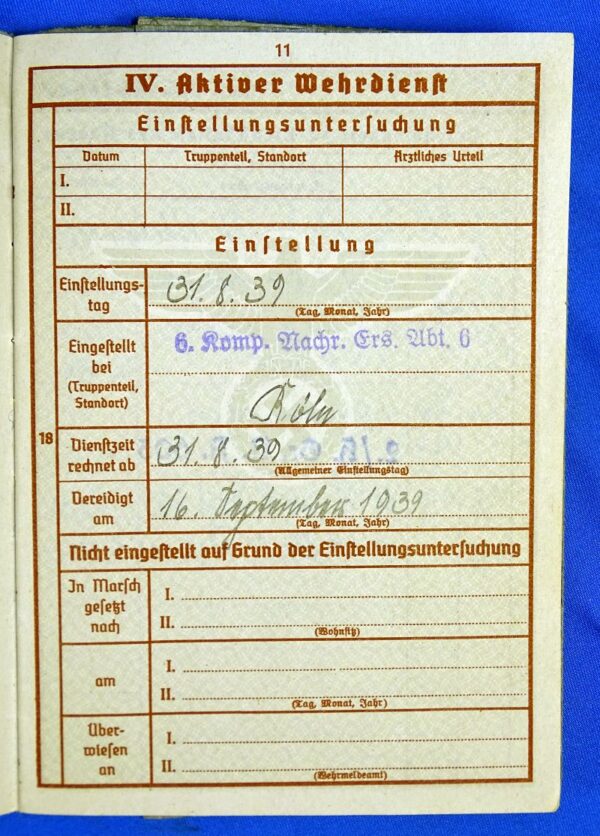 German Army Signals Replacement Detachment Wehrpass with Photographs - Image 6