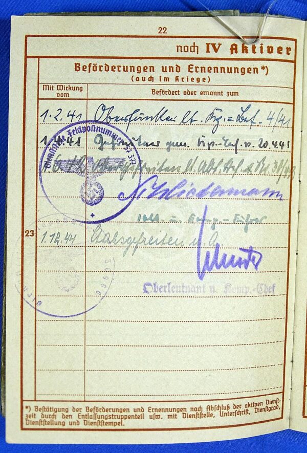 German Army Signals Replacement Detachment Wehrpass with Photographs - Image 9