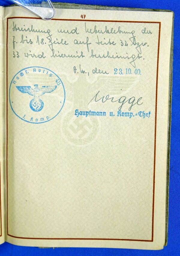 German Army Signals Replacement Detachment Wehrpass with Photographs - Image 11