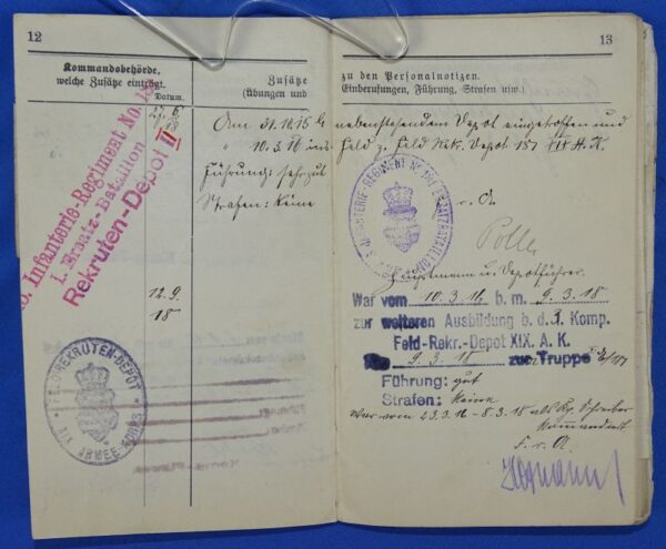 WWI Militarpass for a Soldier of the 181st (15th Royal Saxon) Infantry Regiment - Image 5