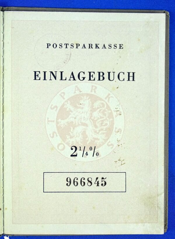 1944 Occupied Czechoslovakia Postal Savings Account Deposit Book - Image 2