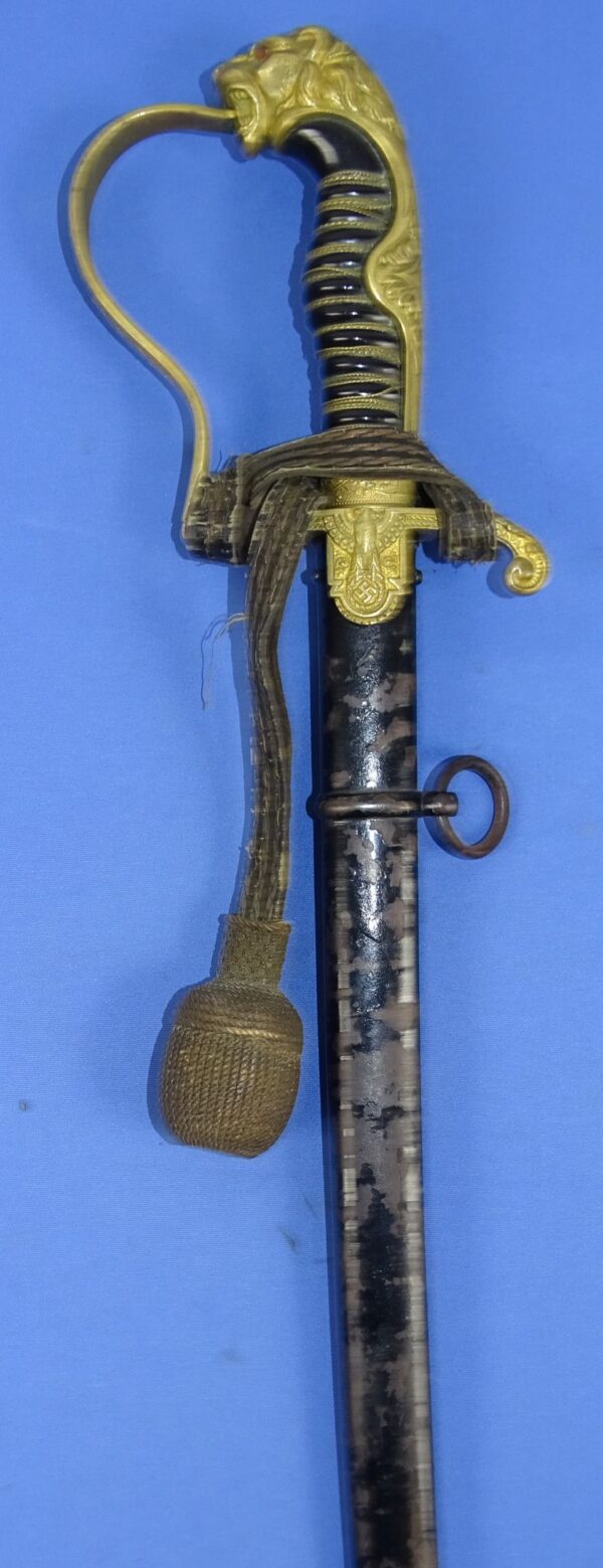 Third Reich Lion Head Officer Sword by E. & F. Horster with Portepee